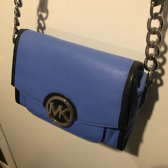 Michael Kors Handbags - Michael Kors Blue and Black Leather Crossbody with Chain Strap